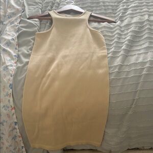 women’s body con cream prettylittlething dress size large 
selling for $7